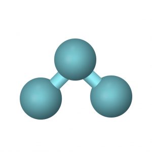 3-D diagram of molecular structure of ozone