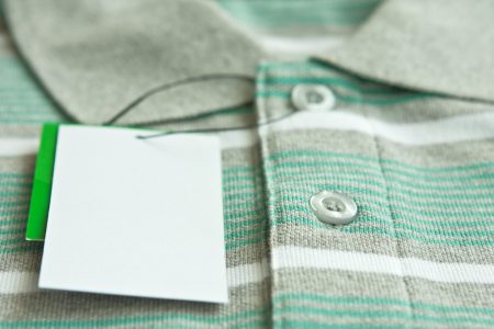 Green striped shirt with blank white tag